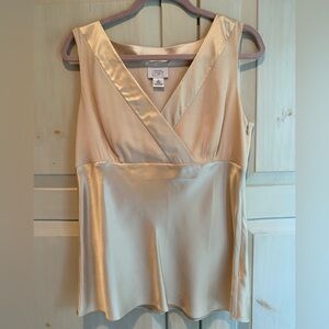 Ann Taylor LOFT Cream Silk Sleeveless Blouse